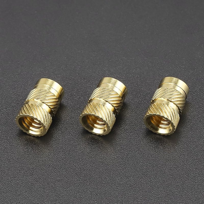 RoyceMart #6-32 Brass Threaded Inserts (60-Pack), Heat Set Knurled Nuts for 3D Printing & Plastics, 5/32" Height, Female Threaded Brass Inserts - Image 2